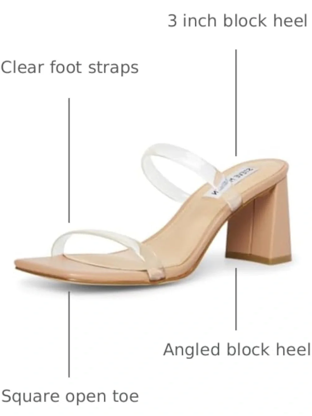 Steve Madden Nude Block Heel Sandal with Clear Straps